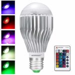 Warmoon LED Light Bulbs E27 10W Color Changing Lighting E26 Dimmable RGB Colorful Lamp for Holiday, Atmosphere, Bar, Home Decor