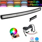 DiGo 52INCH 300W Curved Led Light Bar with Combo Beam with RGB 16 Millions Color Changing by Bluetooth App Control Music Code Timing and DIY Color Offroad 4wd Jeep SUV Free Wire Harness