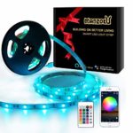 MANZOKU LED Light Strip RGB Rope Lights LED Tape Lights Compatible Alexa/Google Home Waterproof 12V 5050 RGB Flexible Rope Light Kit Smart Phone APP Remote Controlled 16.4ft Light Indoor Outdoor Home