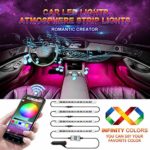 Car LED Strip Light, Wsiiroon Newest Style App Controller Car Interior Lights, Brighter LED Lamps, Infinite DIY Colors with Sound Active Function for iPhone Android Smart Phone(DC 12V)