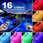 AUXITO Car LED Strip Lights, Multi-Coloured Music Car Interior Lights Under Dash Lighting Kit, RF Remote with 16 Fix Colors and APP Control, Sound Active Function (DC 12V)