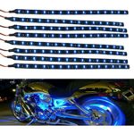 SUIE 8x Waterproof 15 LED 30cm Car Lighting Flexible Strip Decorative Lamp — Blue (Shipped from USA)