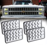 Dot Approved 60W Philips Chips 4×6 inch LED Headlight Rectangular Replacement H4651 H4652 H4656 H4666 H6545 for Peterbil Kenworth Freightinger Ford Probe Chevrolet Oldsmobile Cutlass 4Pcs