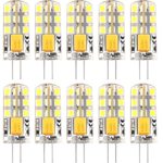 LED G4 Light Bulb 12V AC/DC Cool White Lghting 2W Equivalent to 20W T3 Halogen Track Bulbs Replacement No Flicker Non-Dimmable 6000K 360 Degree Beam Angle Lamp（10 Packs) …