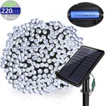 SOLARMKS DC-18, 77 ft 220 Led Fairy USB 8 Modes Solar Christmas Waterproof Outdoor String Lights for Garden Lawn Patio Xmas Tree (White)
