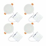 OSTWIN 4 inch IC Rated LED Recessed Low Profile Slim Round Panel Light with Junction Box, Dimmable, 12W (90 Watt Repl.) 3000K Warm Light 900 Lm. No Can Needed (4 Pack) ETL & Energy Star Listed