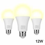 Dusk to Dawn Light Bulb, Aukora Light Sensor LED Light Bulb, 12W (100-Watt Equivalent), 3000Kelvin, E26 Base Automatic On/Off Led Bulb Outdoor/Indoor for Porch Garage Patio Garden(Warm White, 3 Pack)