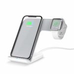 Harpi New Qi Wireless 2in1 Charger 10W Fast Charging Holder Pad Dock Stand Holder Fit iPhone X/XS /XS MAX/XR Apple Watch/iWatch Series 4 40/44mm (White)