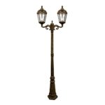 Gama Sonic Royal Bulb Solar Outdoor Double Head Lamp Post GS-98B-D-WB – Weathered Bronze Finish
