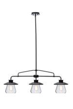 Globe Electric 64845 Nate 3-Light Pendant, Bronze, Oil Rubbed Finish, Clear Glass Shades