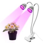 Morsen LED Grow Light 50W Dual Head Clip Desk Lamp Full Spectrum with 360 Degree Flexible Gooseneck Light for Office, Home, Indoor Garden Greenhouse