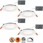 9W 4″ Ultra-Thin Recessed Ceiling Light with Junction Box, 4000K Daylight, Dimmable Airtight Downlight, 650lm 60-80W Equivalent ETL,40K Pack of 4