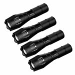 WdtPro Tactical Flashlight 4 Pack – High Lumen LED Torch Flashlights with Adjustable Focus and 5 Light Modes – Best Waterproof Flashlight for Camping, Hiking, Emergency