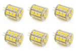 PACK OF 6 G4 Bi Pin Lamp Capsule Shape 5W LED Light Bulbs 2Pin AC DC 12V 24V Low Volt Lighting System Replacement for JC Halogen Lamps, Home Interior Marine Vehicle Boat Yacht RV, Warm White, 5 Watt