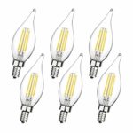 Boncoo E12 Candelabra LED Bulbs Dimmable 60W Equivalent LED Chandelier Light Bulbs 6W Daylight White 5000K 550LM CA11 Flame Tip Vintage LED Filament Candle Bulb with Decorative Candelabra Base 6 Packs