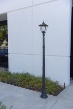 TruePower Cast Aluminum Solar Powered COB LED Streetlight Style Outdoor Light Lamp Post, Brushed Iron Rust Finish