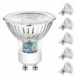 Ascher GU10 COB LED Bulbs, 50W Halogen Bulbs Equivalent, 5W, 400LM, 5000K Daylight White, Non-Dimmable, MR16 LED Light Bulbs, GU10 Base, Pack of 5
