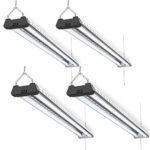 Sunco Lighting 4 Pack LED Industrial Utility Shop Light, 4 FT, 40W=300W, 5000K Daylight, Frosted T8 LED Tubes, Linkable Integrated LED Pendant Fixture, Mounting Equipment Included – Energy Star