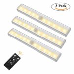 Andthere LED Under Cabinet Lights Battery Powered with Remote Control,3 Pack Warm White Dimmable Wireless Closet Light Bar with Strong Stick-On Magnetic Strip for Kitchen Corridor Cupboard Bathroom