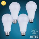 YAMAO 4 Pack A19 100W Equivalent Dimmable 5000K Daylight LED Bulb CRI +80, 1600 Lumens, Standard E26 Medium Base