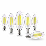 E12 LED Bulbs Candelabra LED Light Bulbs with E12 Base 40W Equivalent Halogen Replacement Daylight White 5000K 4W Filament Candle Light Bulbs with 400 Lumen 6 Packs by COOWOO