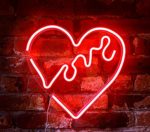 Isaac Jacobs 14″ inch LED Neon Red “Love” Heart Wall Sign for Cool Light, Wall Art, Bedroom Decorations, Home Accessories, Party, and Holiday Decor: Powered by USB Wire