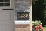 Rectangle Carved Slate House Number Sign- With Post and Light