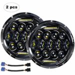 AAIWA LED Headlight for Jeep Wrangler 7″ 75W Round LED Headlamp with Daytime Running Light DRL High Low Beam for Jeep Wrangler JK TJ LJ Harley Motorcycle with H4 H13 Adapter,2PCS,2 Years Warranty