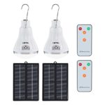 LightMe Multi-Functional Dimmable Solar Bulb Light, Portable Solar Powered Brightness 20 LED Lamp with Remote Controller for Outdoor Hiking Fishing Camping Tent (White- 20LED-2Pack)