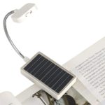 Solar Clip on Book Light,Glovion LED Reading Light USB Rechargeable and Solar Powered,2 Brightness Settings Flexible Neck& Clip-on-White