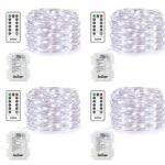 4 Pack Fairy Lights Fairy String Lights Battery Operated Waterproof 8 Modes Remote Control 50 Led String Lights 16.4ft Silver Wire Firefly lights for Bedroom Wedding Festival Decor (Cool White) ¡­