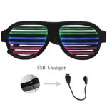 GEREE USB Rechargeable LED Light Shutter Shaded Glasses, Music & Sound Reactive Party Glasses Slotted Sunglasses Eyewear for Nightclub, Disco, Carnival, Halloween, Celebrations, Christmas Gift