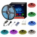 Led Strip Lights Waterproof 16.4ft 5m Waterproof Flexible Color Changing RGB SMD 5050 150leds LED Strip Lighting Kit with 44 Keys IR Remote Controller and 12V Power Supply