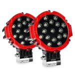 Led Light Bar Nilight 2PCS 7″ 51w 5100LM Red Round Spot Light Pod Off Road Fog Driving Roof Bar Bumper for Jeep,SUV Truck , Hunters, 2 years Warranty