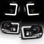 For 2009-2018 Dodge Ram 1500 2500 3500 Truck LED Tube Black Projector Headlights Left+Right Replacement
