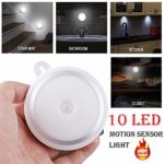 JP-DPP9 Wireless Motion Sensor Cabinet Lights 10-LED Closet Lights LED Under Cabinet Lighting for Wardrobe/Drawer/Stairs/Cupboard/Counter/Pantry/Stairs,Stick On Anywhere,1 Pack,White Light (Black)