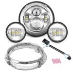 Motorcycle 7″ LED Headlight for Harley Davidson Road King, Road Glide, Street Glide and Electra Glide,Ultra Limited with 4-1/2 LED Passing Lamps Fog Lights and Bracket Mounting Ring