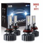 SEALIGHT 9005 HB3 H8 H11 LED Headlight Bulbs,Combo Package (2 sets) Seoul CSP Led Chips-12000LM Hi Lo Beam 6000K Xenon White,1 Yr Warranty