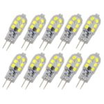 Whitelotous 10PCS Bi-Pin Lamp Bulb G4 3W 12 LED – Transparent + Silver AC/DC 12V White