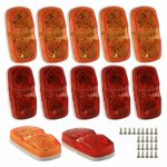 LED Trailer Marker Lights – 6 Red & 6 Amber Combination Bullseye Lights | Rear & Side Exterior Clearance Surface and Sleeper Panel Mount | 12V Universal Fit for Campers, Trucks, Semis, RVs, Boats