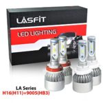 LASFIT H11 9005 HB3 LED Headlight Bulbs Conversion Kits Combo Package (2 sets) 144W 15200LM Hi Low Beam 6000K White Light