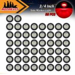 Meerkatt (Pack of 50) 3/4″ Inch Sealed Mini Small Round Clear Lens Red LED Side Marker Mount Indicator Light Waterproof Bullet Clearance Lamp Truck Pickup RV Boat Trailer Jeep ATV SUV 12V DC Universal
