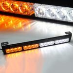 Xprite 18″ 16 LED Emergency Warning Traffic Advisor Vehicle LED Strobe Light Bar – White & Amber Yellow