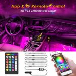 CARANTEE Car LED Strip Light, Upgraded Remote & APP Two-in-one Control Multicoloured Music Car Interior Lights, 4pcs 48 LED, Sound Active Function, Waterproof, Multi-Mode Change(DC 12V)