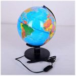 LED Table Lamp Desk Night Light World Globe Map Lamp with Stand for Children Teachers Educational Interactive Astronomy Geographic Map Energy-Saving Earth Lighting Fixture D25cm/9.84inch