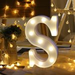 Vacally LED light，Alphabet Letter Lights LED Light Up White Plastic Letters Standing Hanging A -Z & Wedding Birthday Decorate (S)