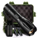 Led Tactical Flashlight, Larnn 1000Lumens Ultra-Bright XML-T6 Handheld Flashlights Zoomable Water-Resistant 5 Light Modes for Camping Hiking Hunting