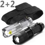 2PACK Tactical Super Bright LED Flashlights with Holsters 300LM Adjustable Focus Zoomable Light + 2 Belt Thick Cases, for Home Camping Hunting Fishing Perfect Christmas Gift !