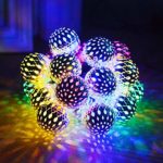 Binmer Christmas Light,LED Head Of Solar Energy Multicolor Moroccan Ball String Metal Ball Christmas Light