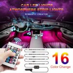 Car LED Strip Light, Wsiiroon Newest Style RF Remote Control Car Interior Lights, Upgraded 16 Fixed Colors, Longer Control Distance, Unique Breathing Function, Sound Active Function(DC 12V)